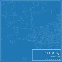 Blueprint US city map of Oil City, Louisiana.