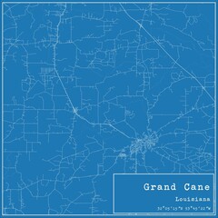 Blueprint US city map of Grand Cane, Louisiana.