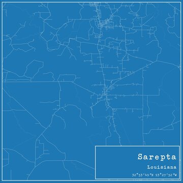 Blueprint US city map of Sarepta, Louisiana.