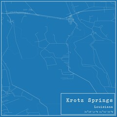 Blueprint US city map of Krotz Springs, Louisiana.