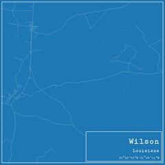 Blueprint US city map of Wilson, Louisiana.