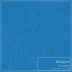 Blueprint US city map of Rougon, Louisiana.