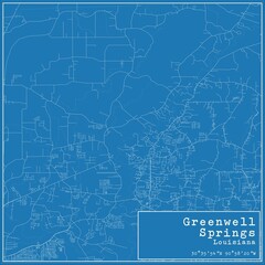 Blueprint US city map of Greenwell Springs, Louisiana.