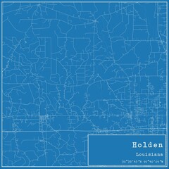 Blueprint US city map of Holden, Louisiana.