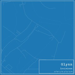 Fototapeta premium Blueprint US city map of Glynn, Louisiana.