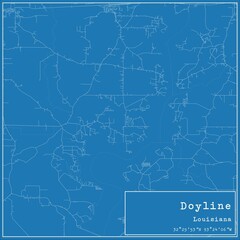 Blueprint US city map of Doyline, Louisiana.