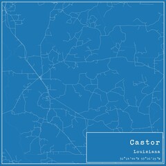 Blueprint US city map of Castor, Louisiana.