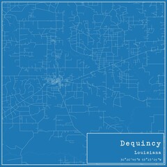 Blueprint US city map of Dequincy, Louisiana.