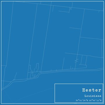 Blueprint US city map of Hester, Louisiana.