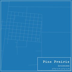 Blueprint US city map of Pine Prairie, Louisiana.