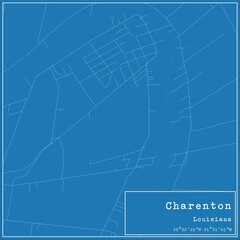 Blueprint US city map of Charenton, Louisiana.