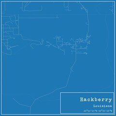 Blueprint US city map of Hackberry, Louisiana.
