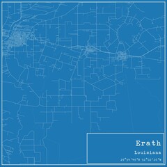Blueprint US city map of Erath, Louisiana.