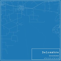 Blueprint US city map of Delcambre, Louisiana.