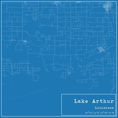 Blueprint US city map of Lake Arthur, Louisiana.