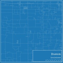 Obraz premium Blueprint US city map of Duson, Louisiana.