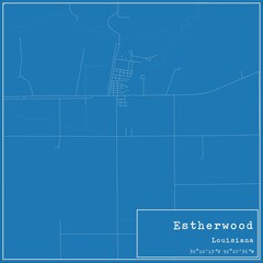 Blueprint US city map of Estherwood, Louisiana.