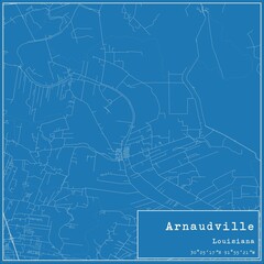 Fototapeta premium Blueprint US city map of Arnaudville, Louisiana.