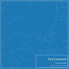 Blueprint US city map of Talisheek, Louisiana.