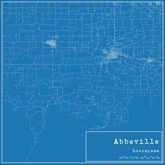 Obraz premium Blueprint US city map of Abbeville, Louisiana.