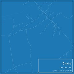 Blueprint US city map of Cade, Louisiana.