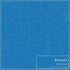 Obraz premium Blueprint US city map of Branch, Louisiana.