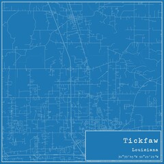 Blueprint US city map of Tickfaw, Louisiana.