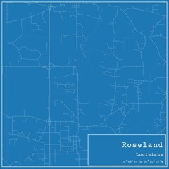 Blueprint US city map of Roseland, Louisiana.