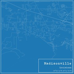 Obraz premium Blueprint US city map of Madisonville, Louisiana.
