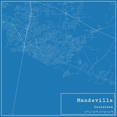 Fototapeta premium Blueprint US city map of Mandeville, Louisiana.
