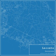 Blueprint US city map of Lacombe, Louisiana.