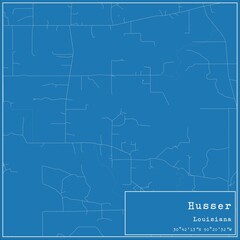 Obraz premium Blueprint US city map of Husser, Louisiana.