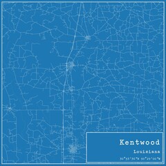 Blueprint US city map of Kentwood, Louisiana.