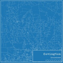 Blueprint US city map of Covington, Louisiana.