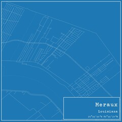 Obraz premium Blueprint US city map of Meraux, Louisiana.