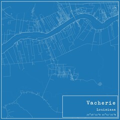 Blueprint US city map of Vacherie, Louisiana.