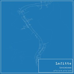 Blueprint US city map of Lafitte, Louisiana.