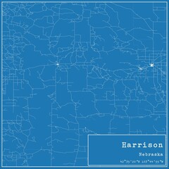 Obraz premium Blueprint US city map of Harrison, Nebraska.