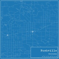 Blueprint US city map of Rushville, Nebraska.