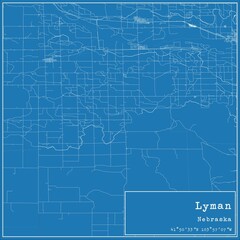 Blueprint US city map of Lyman, Nebraska.
