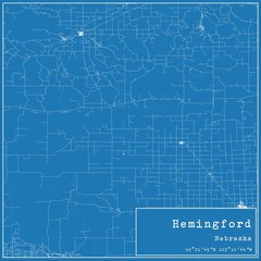 Naklejka premium Blueprint US city map of Hemingford, Nebraska.