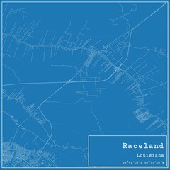 Blueprint US city map of Raceland, Louisiana.