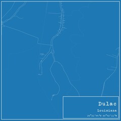 Blueprint US city map of Dulac, Louisiana.