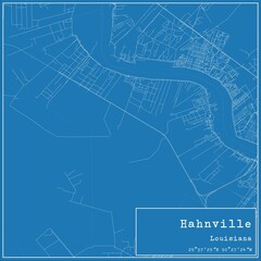 Blueprint US city map of Hahnville, Louisiana.