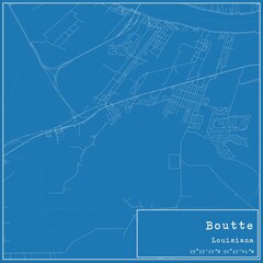 Blueprint US city map of Boutte, Louisiana.