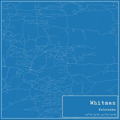 Blueprint US city map of Whitman, Nebraska.