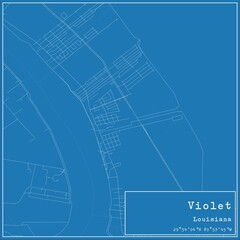 Blueprint US city map of Violet, Louisiana.
