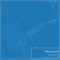 Blueprint US city map of Paradis, Louisiana.