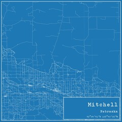 Blueprint US city map of Mitchell, Nebraska.