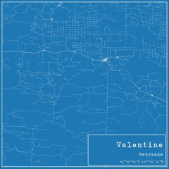 Blueprint US city map of Valentine, Nebraska.